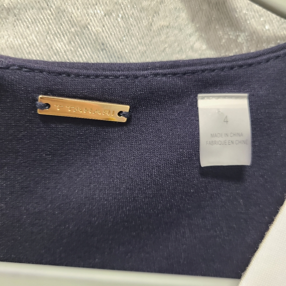 Tahari White Navy Colorblock Sleeveless Dress‎ Size 4 - Picture 7 of 11